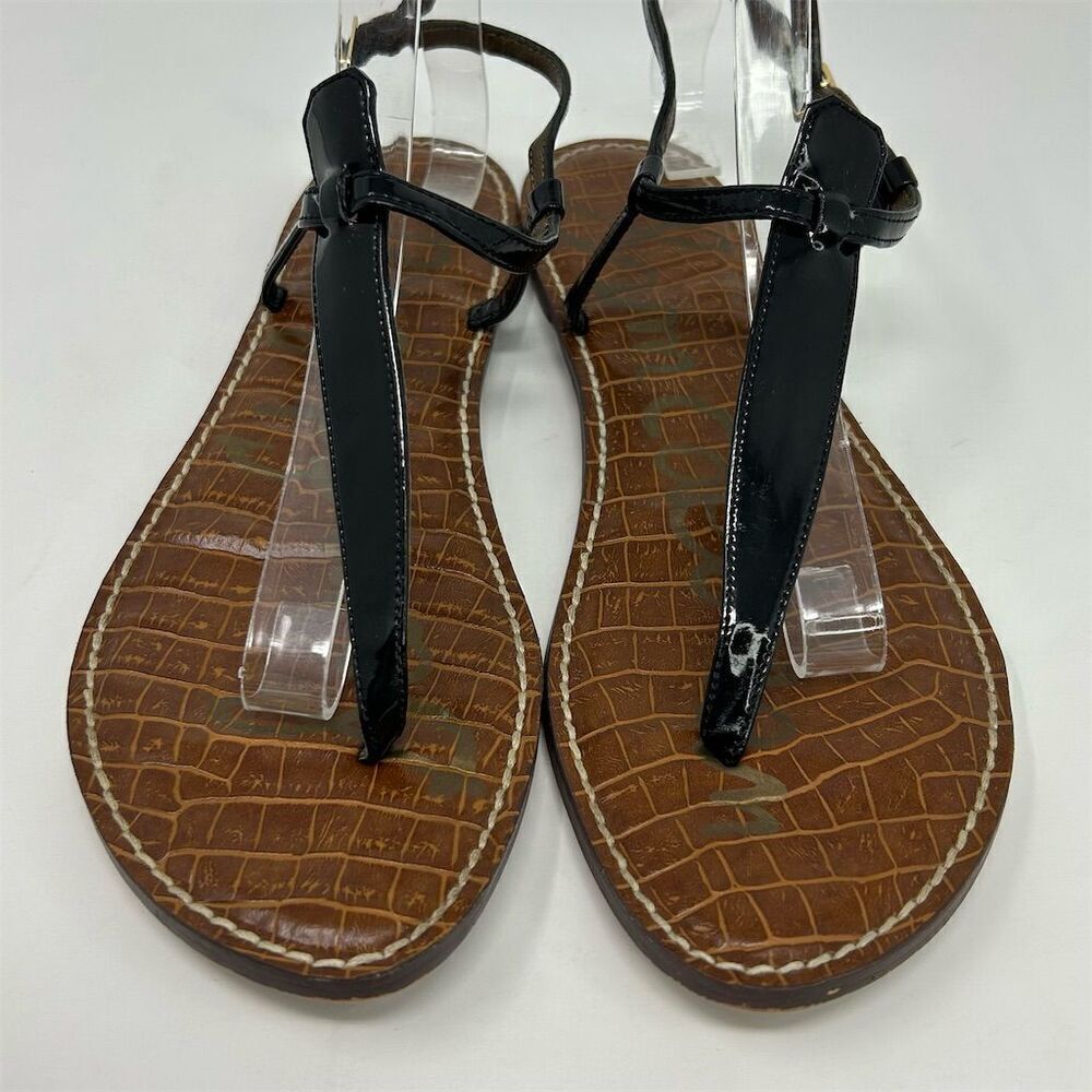 Sam Edelman Gigi Black Faux Leather Thong Sandals Size 10.5 Casual Summer - Picture 5 of 12